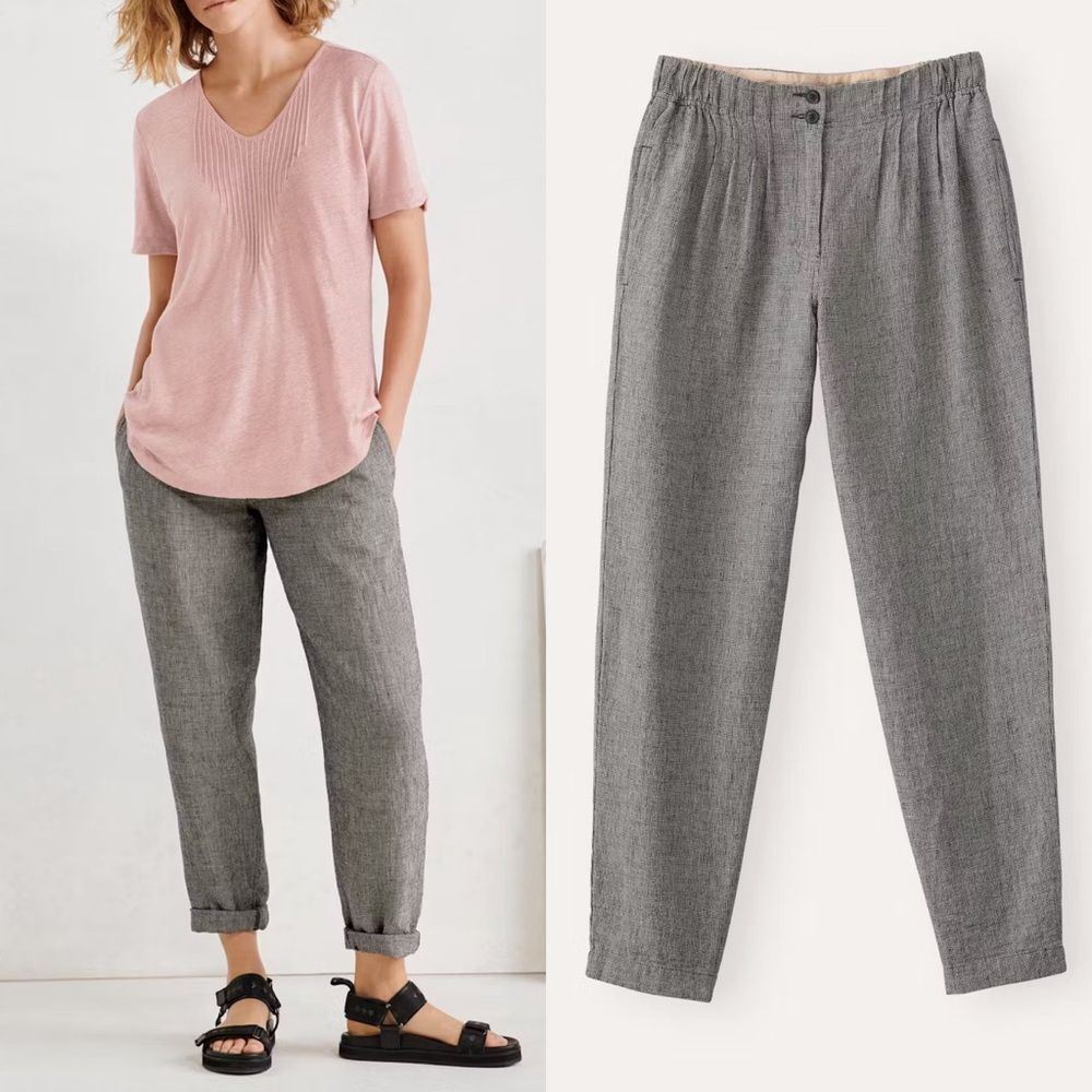 Poetry linen high rise tapered trousers women’s 10 lagenlook artsy natural fiber